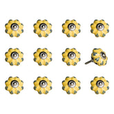 1.5" X 1.5" X 1.5" Ceramic Metal Yellow And Green 12 Pack Knob